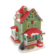 Load image into Gallery viewer, Front view of Bumpus House with Christmas lights and Bumpus hound figurine