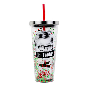 Oh Fudge 20oz Glitter Straw Cup From A Christmas Story