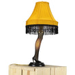 Load image into Gallery viewer, A Christmas Story 20-inch NECA leg lamp fully illuminated with warm glow through fringe shade
