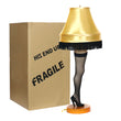 Load image into Gallery viewer, 26-inch deluxe tabletop leg lamp shown next to cardboard fragile shipping box
