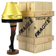 Load image into Gallery viewer, 26-inch deluxe tabletop leg lamp displayed next to wood fragile shipping crate
