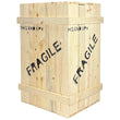 Load image into Gallery viewer, A natural wood shipping crate with black 'FRAGILE' text printed on the sides, isolated on a white background. Used for a 45 inch leg lamp. 
