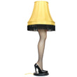 Load image into Gallery viewer, 45-inch full size leg lamp with polyester fringe shade, full-length fishnet stocking, and black stiletto heel, unlit
