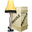 Load image into Gallery viewer, 45-inch full size leg lamp next to full size wood shipping crate with fragile stenciling
