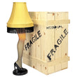 Load image into Gallery viewer, 45-inch full size leg lamp next to full size wood shipping crate with fragile stenciling
