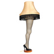 Load image into Gallery viewer, 50-inch deluxe leg lamp with polyester fringe shade, fishnet leg detail, and black stiletto heel, unlit

