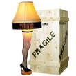 Load image into Gallery viewer, 50-inch deluxe leg lamp next to full size wood shipping crate with fragile stenciling
