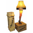 Load image into Gallery viewer, 50-inch deluxe leg lamp displayed on wood fragile crate with leg-only shipping crate beside it
