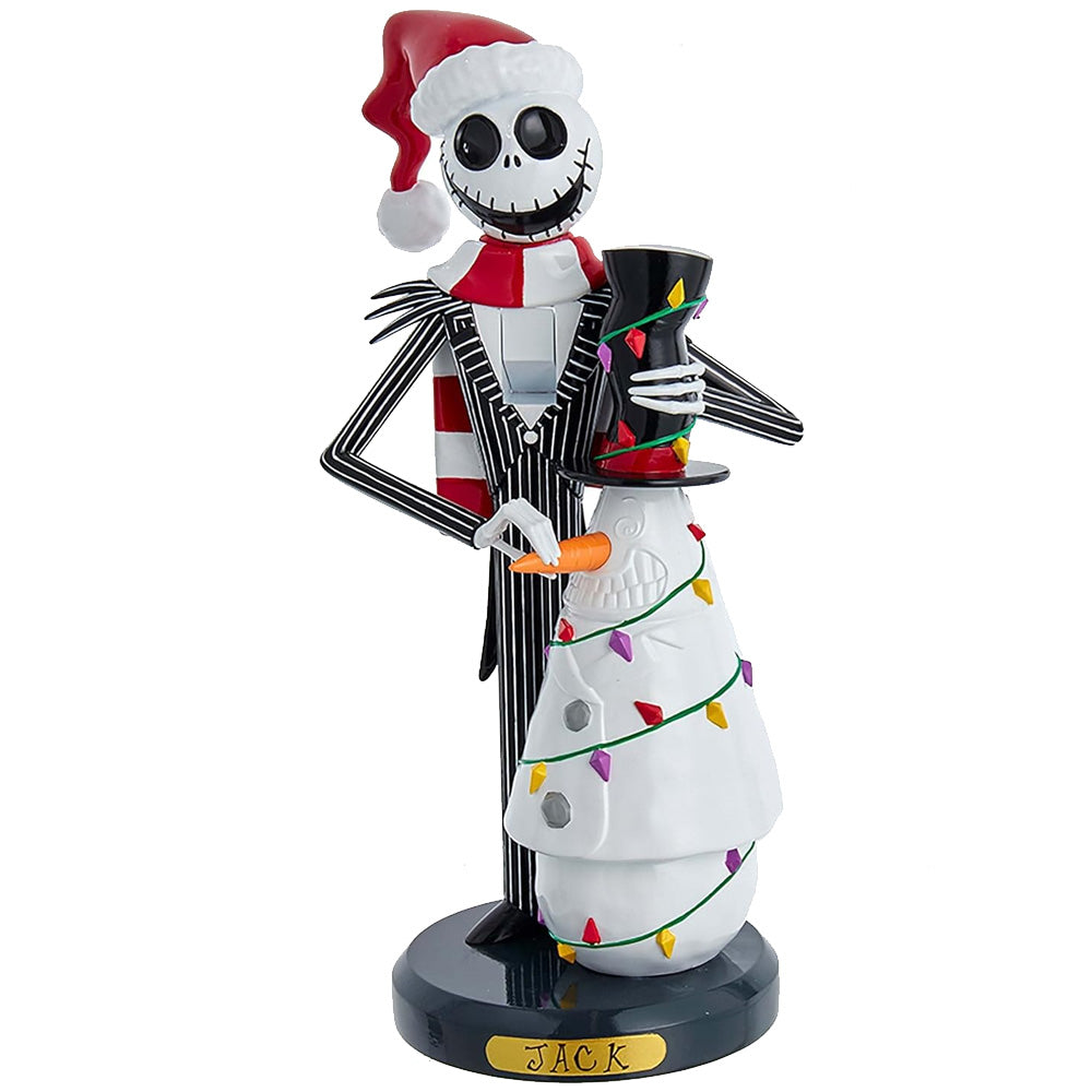 Red Reeder Leg Jack Skellington w/ Snowman with Present 11 Inch Nutcracker Decoration ...
