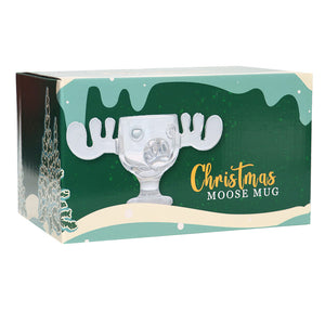 Glass 8oz Christmas Moose Mug Goblet