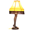 Load image into Gallery viewer, A Christmas Story 20-inch NECA leg lamp fully illuminated with warm glow through fringe shade

