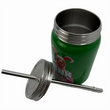 Load image into Gallery viewer, A Christmas Story Pink Nightmare stainless steel mason jar shown open with lid and straw beside it, revealing double-wall stainless steel interior
