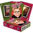 Load image into Gallery viewer, Officially licensed A Christmas Story playing cards showing Ralphie card back, soap scene King of Clubs, and leg lamp scene 8 of Hearts with box

