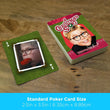 Load image into Gallery viewer, A Christmas Story poker size playing card 2.5 x 3.5 inches next to deck with Ralphie card back on wooden table
