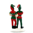 Load image into Gallery viewer, Department 56 A Christmas Story Village Department Store Elves figurine, back view showing red and green elf costume detail and white oval base
