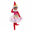 Load image into Gallery viewer, Elf on the Shelf Scout Elf wearing the Disney Princess Pretty in Pink party dress with a gold tiara
