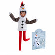 Load image into Gallery viewer, Elf on the Shelf Scout Elf wearing the Disney Frozen Warm Hugs Olaf hoodie next to the double-sided Olaf sign
