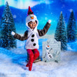 Load image into Gallery viewer, Scout Elf in an Olaf snowman hoodie posing in a snowy forest beside an Olaf sign
