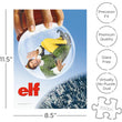 Load image into Gallery viewer, Elf jigsaw puzzle completed image showing Buddy the Elf falling through snow globe over New York City
