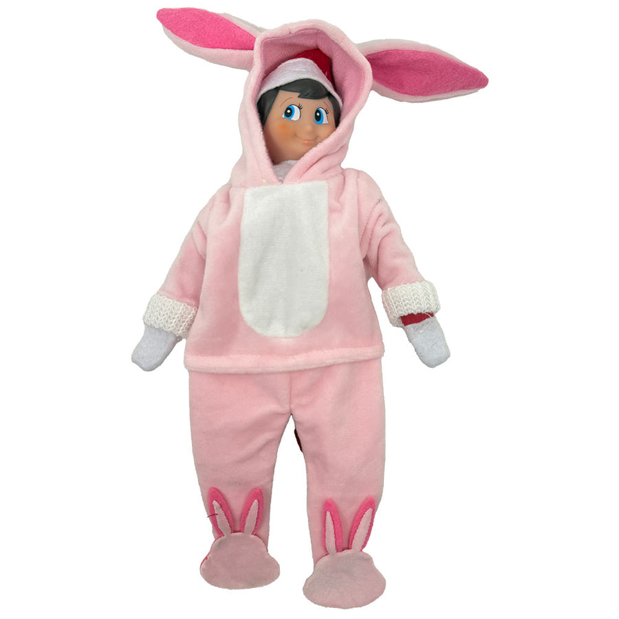 Pink Bunny Wine Cover (shhh....Elf on the Shelf Outfit) Front View