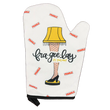 Load image into Gallery viewer, Back view of holiday oven mitt showing quilted lining and hanging loop
