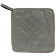 Load image into Gallery viewer, Back view of holiday pot holder showing quilted grey heat-resistant lining and hanging loop
