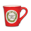 Load image into Gallery viewer, Red ceramic holiday mug with wreath quote “Fra-Gee-Lay… It Must Be Italian!” and leg lamp illustration on reverse
