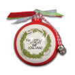 Load image into Gallery viewer, Decorative Christmas ornament with text and wreath design on a white background
