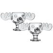 Load image into Gallery viewer, Clear 8 oz glass moose mug with antler handles on white background Set of 2
