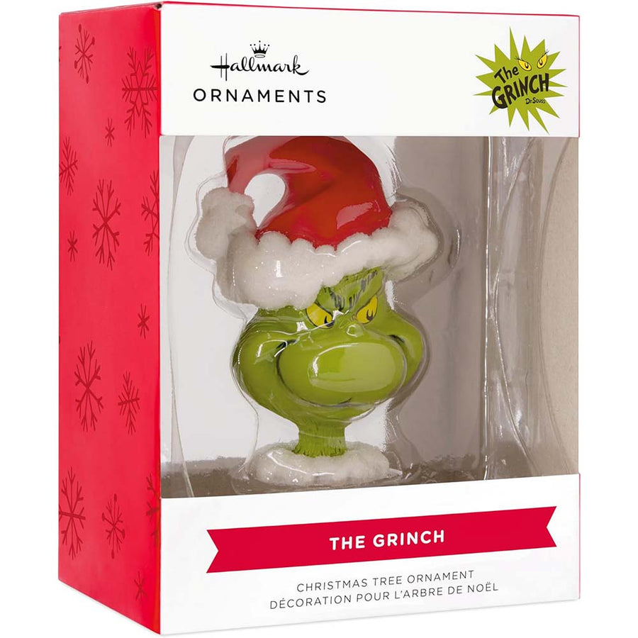 Hallmark The Grinch in Santa Hat Christmas Ornament Retail Box