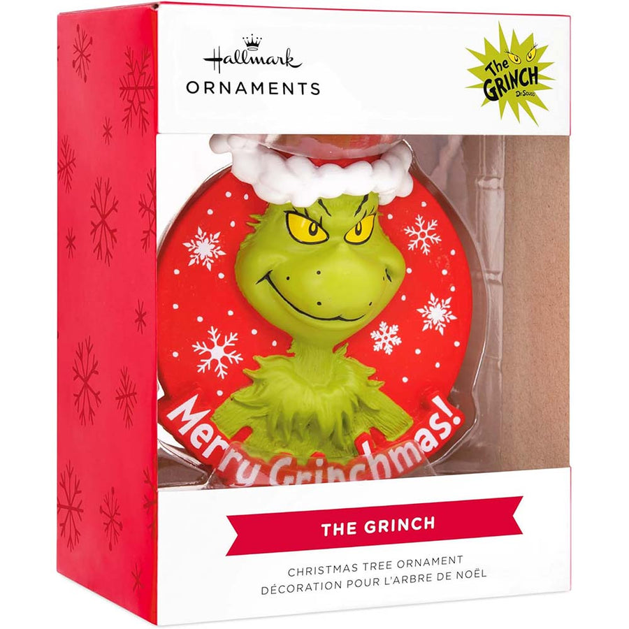 Hallmark The Grinch Merry Grinchmas Wreath Ornament Retail Box
