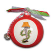 Load image into Gallery viewer, Leg lamp ceramic Christmas ornament with fragile must be Italian holiday quote design
