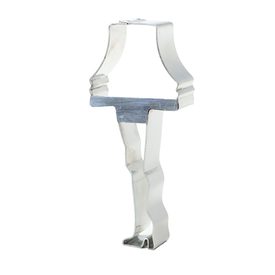 Front view of the leg lamp-shaped cookie cutter, featuring lampshade and leg outline.