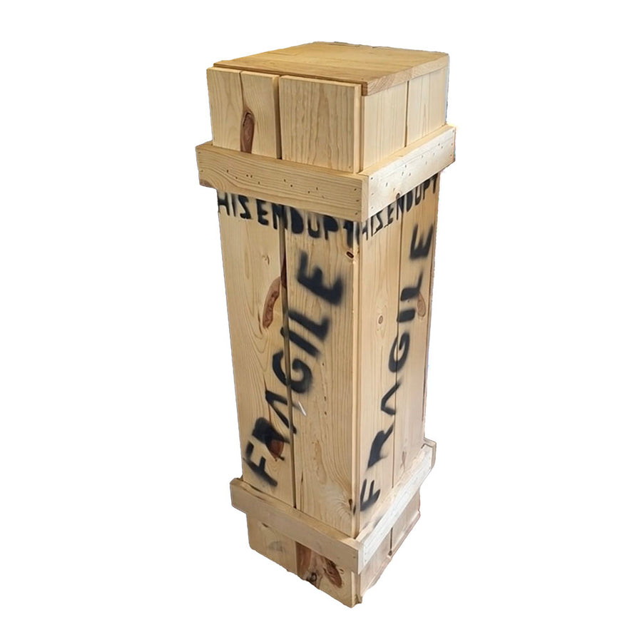 Tall narrow wood crate for leg lamp display or holiday decoration