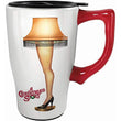 Load image into Gallery viewer, A Christmas Story travel mug featuring the Leg Lamp and movie logo.
