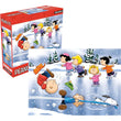Load image into Gallery viewer, Aquarius Peanuts skating Christmas puzzle box shown with completed 20x28 inch puzzle image
