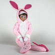 Load image into Gallery viewer, 12-inch posable elf doll wearing pink bunny suit with hat tucked inside the hood
