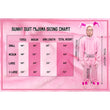 Load image into Gallery viewer, Pink bunny suit pajamas sizing chart showing torso, inseam, arm length, and total height for small through x-large
