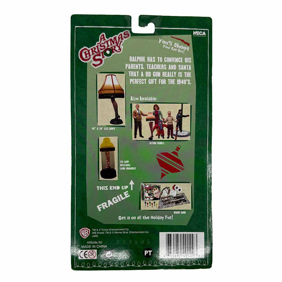 Back of NECA A Christmas Story Scut Farkus action figure packaging showing product line and collectible details