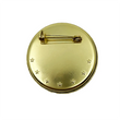 Load image into Gallery viewer, Full View of the Back of the brass secret decoder pin with stamped stars and locking safety-clasp pin
