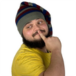 Load image into Gallery viewer, Bearded man in yellow t-shirt wearing striped knit stocking cap with playful expression
