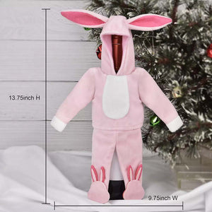 Pink Bunny Wine Cover (shhh....Elf on the Shelf Outfit) Dimensions