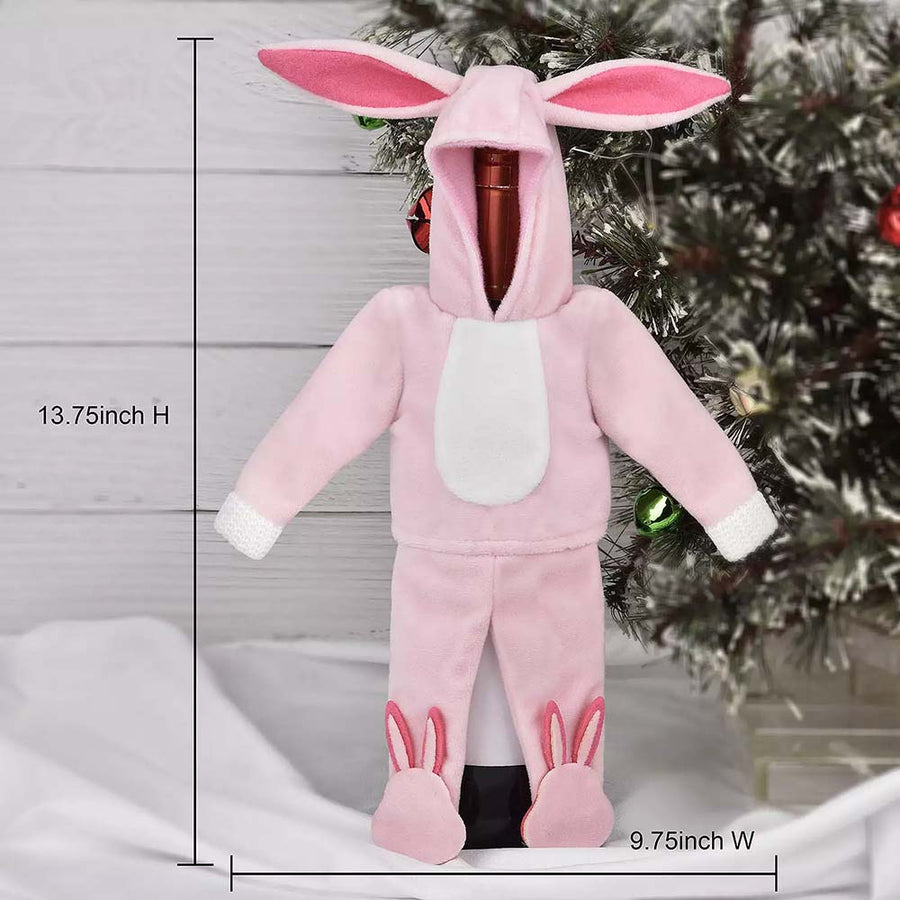 Pink Bunny Wine Cover (shhh....Elf on the Shelf Outfit) Dimensions