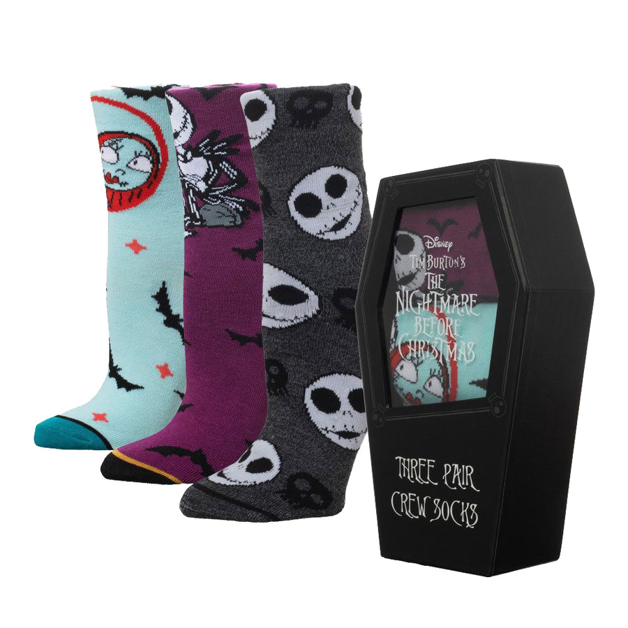 Nightmare Before Christmas Coffin 3-Pair Crew Socks Box Set