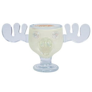 Glass 8oz Christmas Moose Mug Goblet