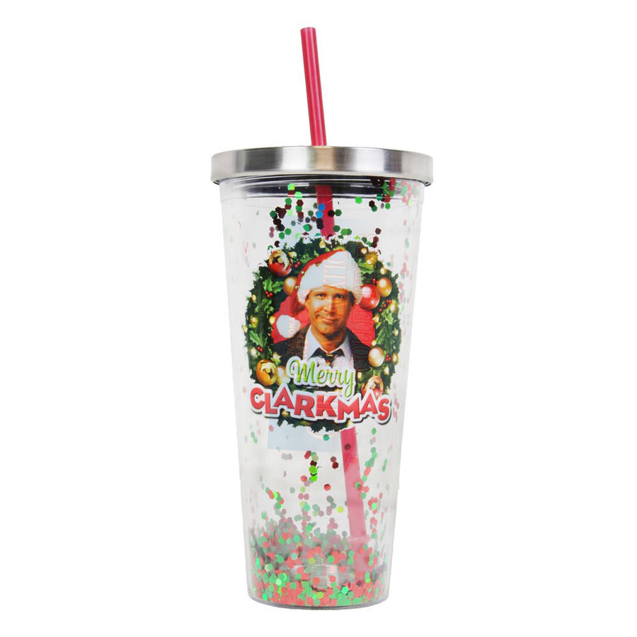 Merry Clarkmas 20oz Glitter Straw Cup From Christmas Vacation
