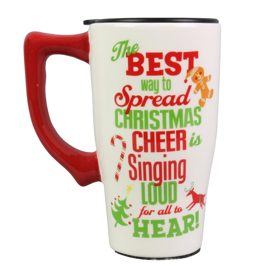 Buddy The Elf Ceramic Travel Mug w/Lid From Elf The Movie Back Of Cup