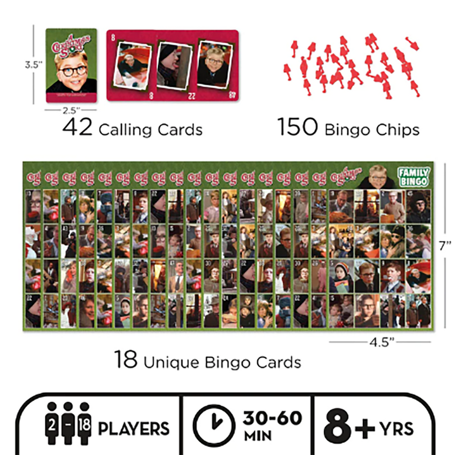 What comes with the A Christmas Story Family Bingo