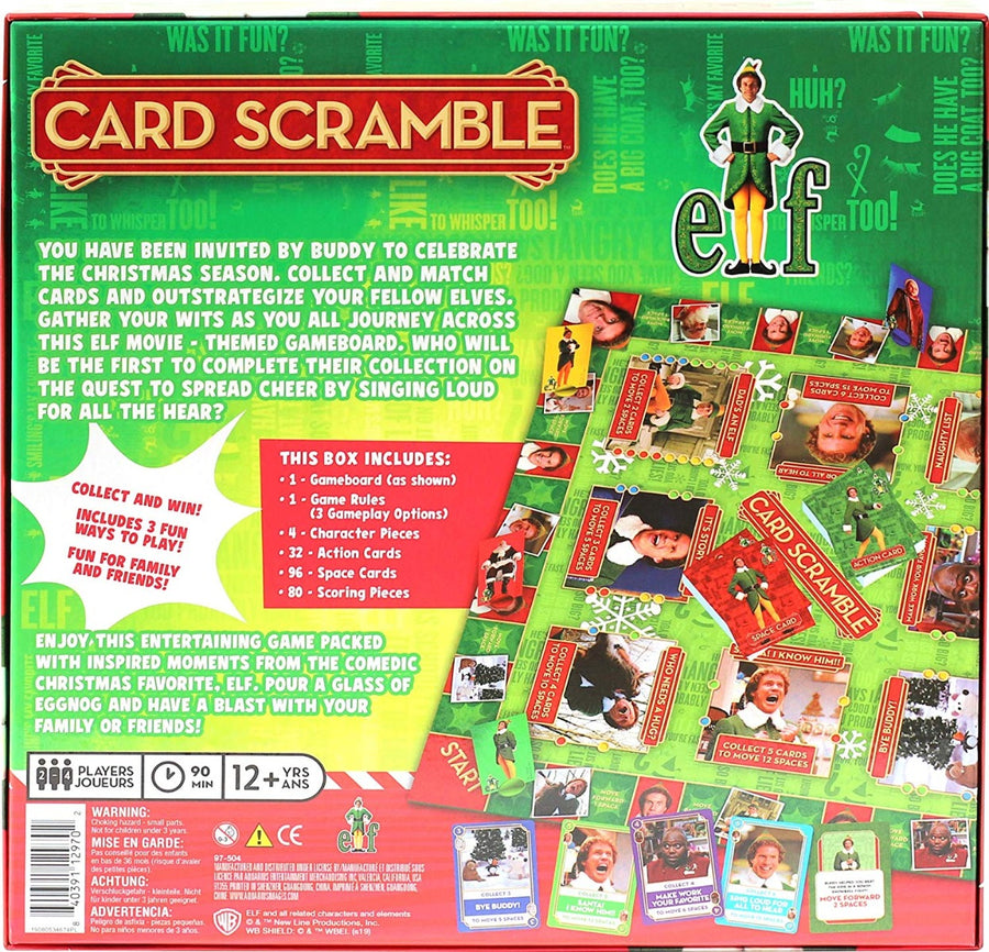 Elf Card Scramble Board Game Back Of Box