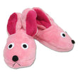 Load image into Gallery viewer, Pink plush bunny slippers angled side view showing bunny face, floppy ears, and hard sole
